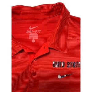 Nike Ohio State Buckeyes Dri-FIT Red Striped Polo Shirt Mens XL NCAA Football